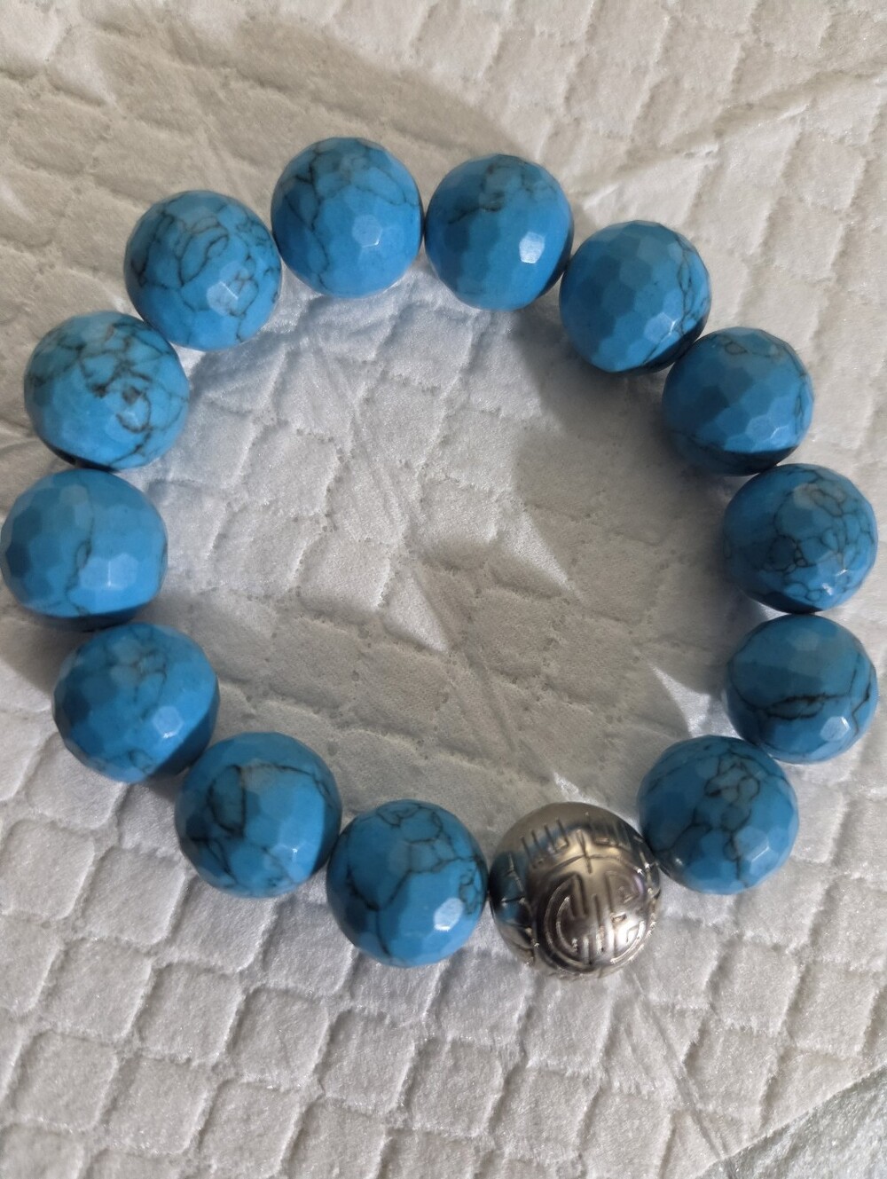 Shop LC Chunky Blue Agate Beaded Stretch Bracelet - Southwestern Style